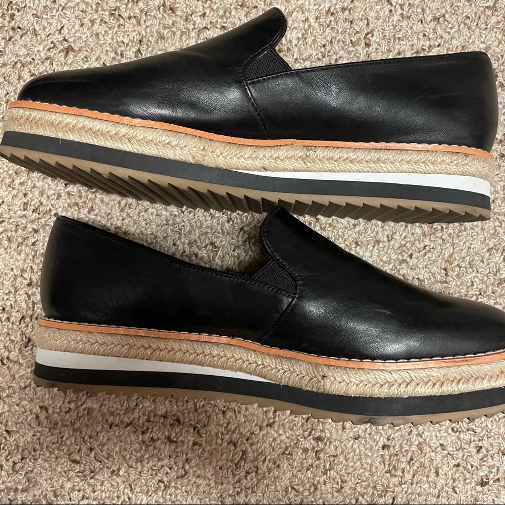 Black Leather Platform Mules